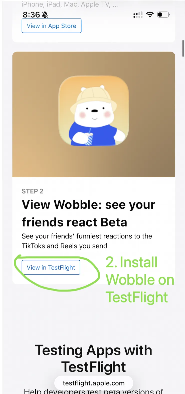 Step 2: Install Wobble on TestFlight